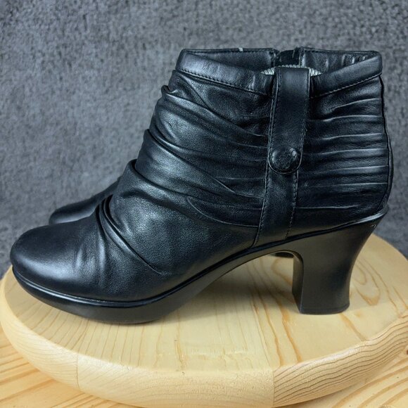 Dansko Buffy Ankle Boots Womens Size 12 Leather Black Block Heel Slouch Booties - Picture 1 of 9